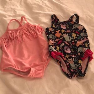 2 Toddlers one piece swimsuits Size 12m